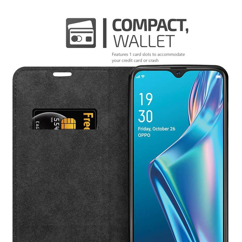Cadorabo Hülle kompatibel mit Oppo A12 Schutzhülle mit Magnetverschluss, Standfunktion und Kartenfach