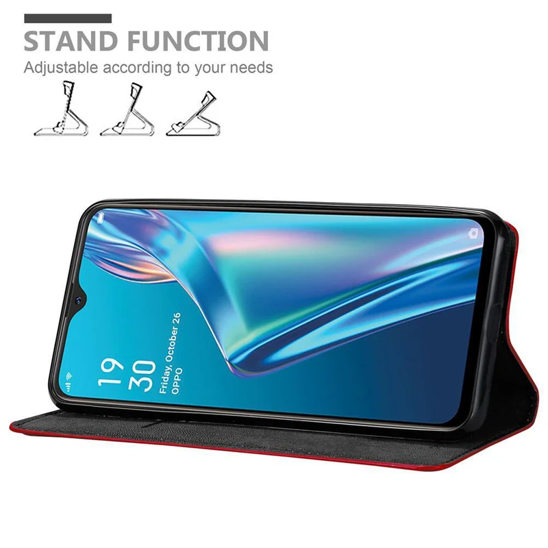 Cadorabo Hülle kompatibel mit Oppo A12 Schutzhülle mit Magnetverschluss, Standfunktion und Kartenfach
