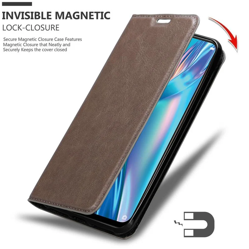 Cadorabo Hülle kompatibel mit Oppo A12 Schutzhülle mit Magnetverschluss, Standfunktion und Kartenfach