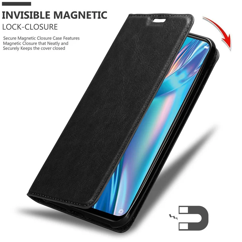 Cadorabo Hülle kompatibel mit Oppo A12 Schutzhülle mit Magnetverschluss, Standfunktion und Kartenfach