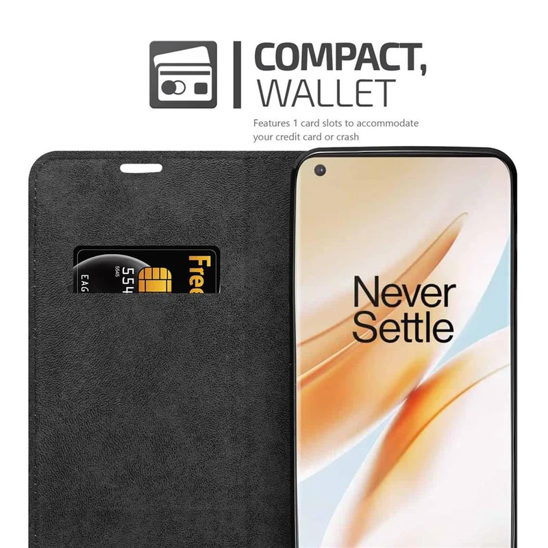 Cadorabo Hülle kompatibel mit OnePlus 8 PRO Schutzhülle mit Magnetverschluss, Standfunktion und Kartenfach