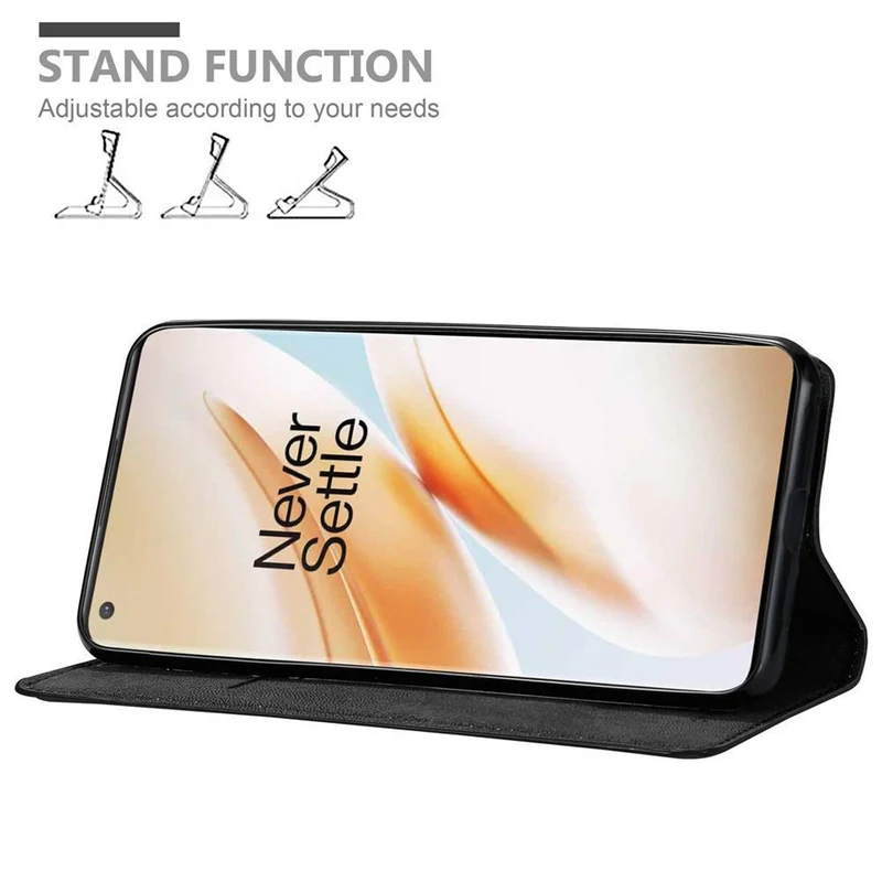 Cadorabo Hülle kompatibel mit OnePlus 8 PRO Schutzhülle mit Magnetverschluss, Standfunktion und Kartenfach