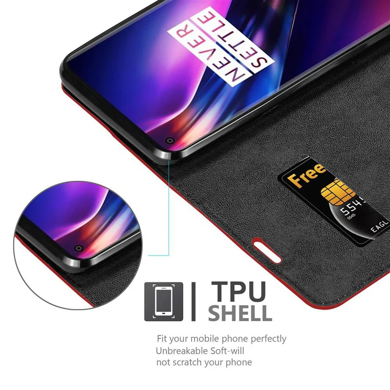 Cadorabo Hülle kompatibel mit OnePlus 8 Schutzhülle mit Magnetverschluss, Standfunktion und Kartenfach