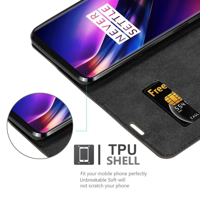 Cadorabo Hülle kompatibel mit OnePlus 8 Schutzhülle mit Magnetverschluss, Standfunktion und Kartenfach