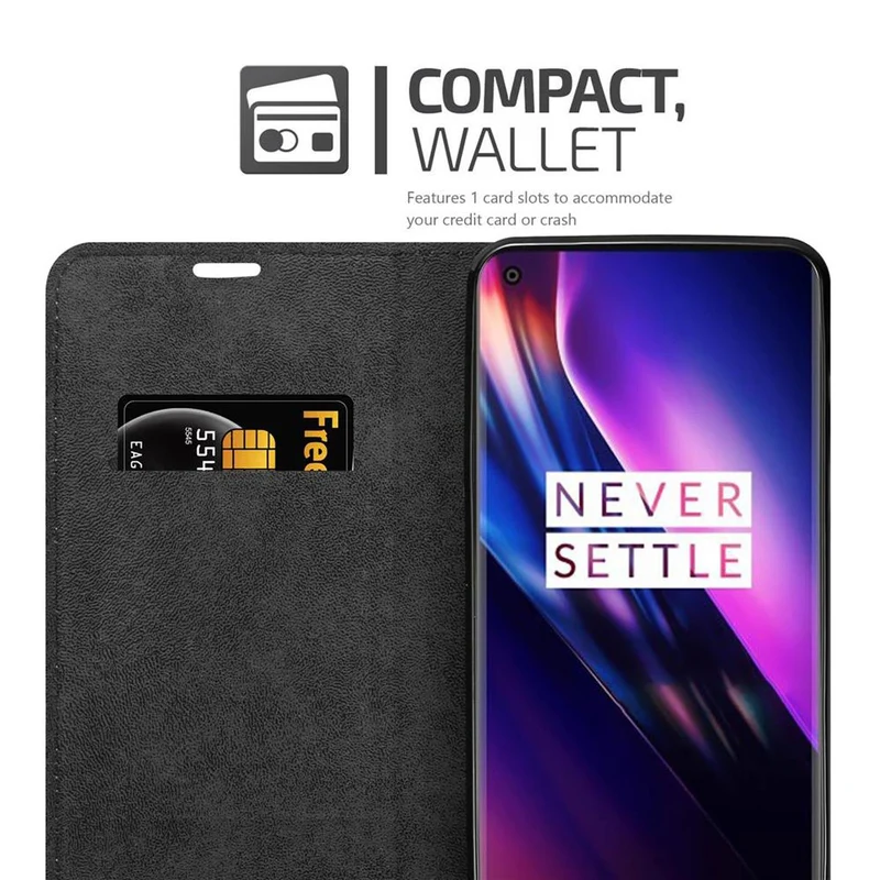 Cadorabo Hülle kompatibel mit OnePlus 8 Schutzhülle mit Magnetverschluss, Standfunktion und Kartenfach