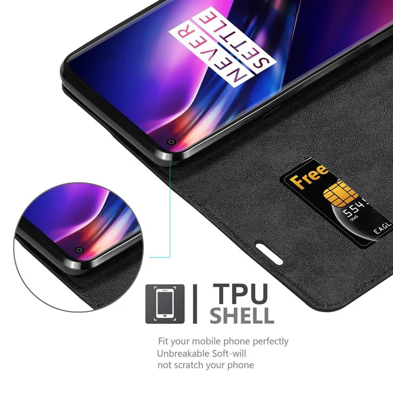 Cadorabo Hülle kompatibel mit OnePlus 8 Schutzhülle mit Magnetverschluss, Standfunktion und Kartenfach