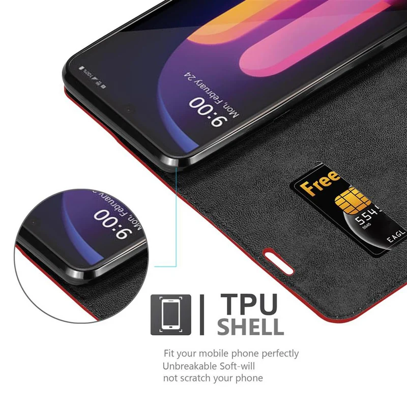 Cadorabo Hülle kompatibel mit LG V60 ThinQ Schutzhülle mit Magnetverschluss, Standfunktion und Kartenfach