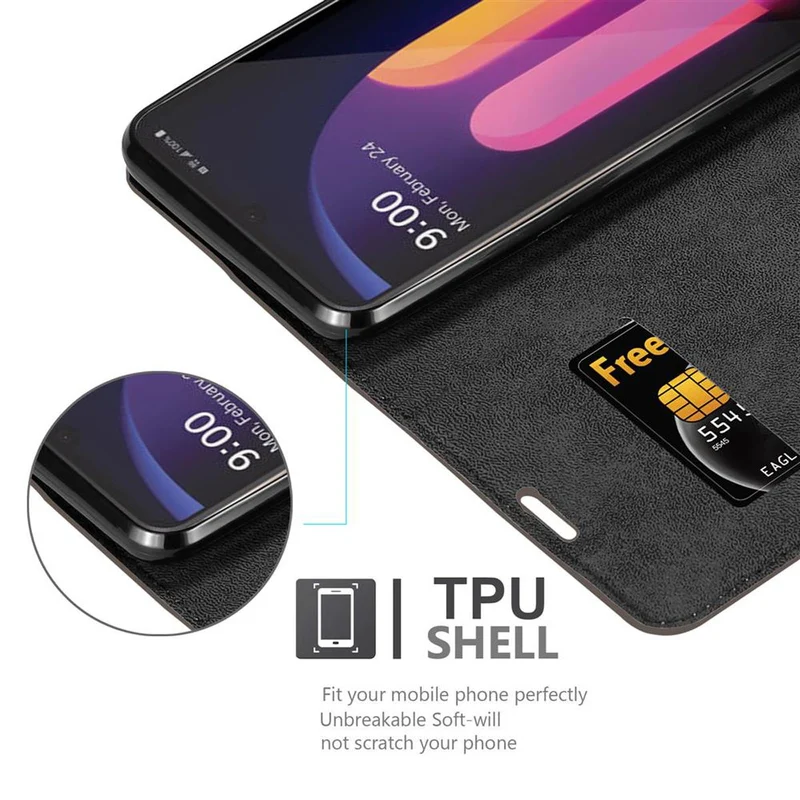 Cadorabo Hülle kompatibel mit LG V60 ThinQ Schutzhülle mit Magnetverschluss, Standfunktion und Kartenfach