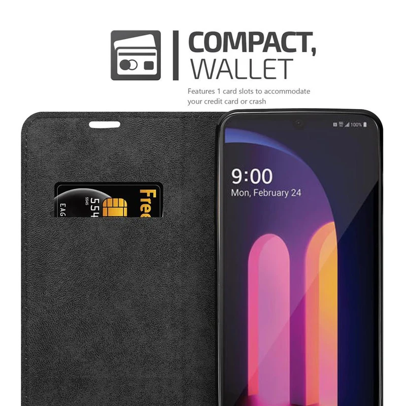Cadorabo Hülle kompatibel mit LG V60 ThinQ Schutzhülle mit Magnetverschluss, Standfunktion und Kartenfach