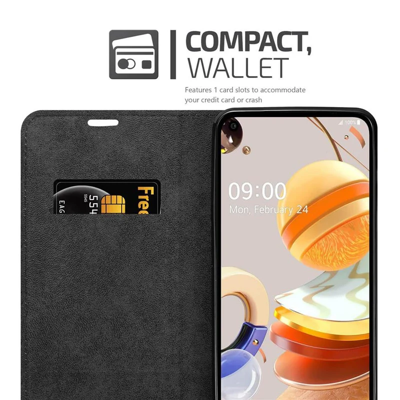 Cadorabo Hülle kompatibel mit LG K61 Schutzhülle mit Magnetverschluss, Standfunktion und Kartenfach
