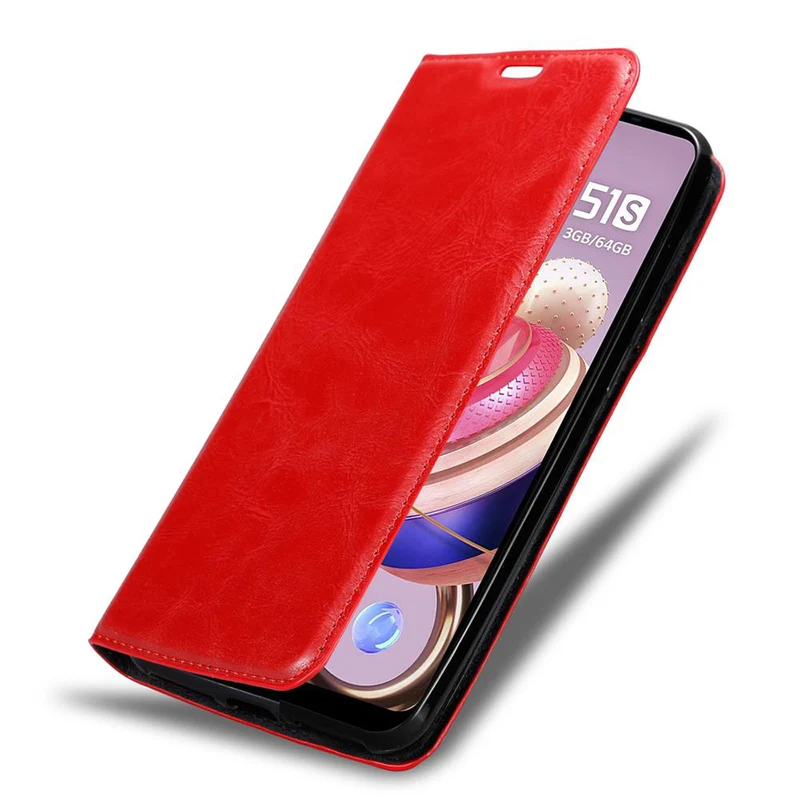 Cadorabo Hülle kompatibel mit LG K51S Schutzhülle mit Magnetverschluss, Standfunktion und Kartenfach
