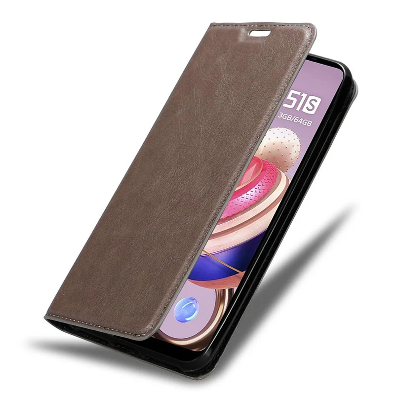Cadorabo Hülle kompatibel mit LG K51S Schutzhülle mit Magnetverschluss, Standfunktion und Kartenfach
