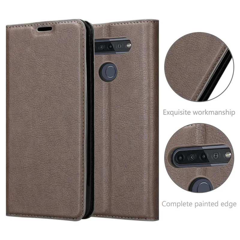 Cadorabo Hülle kompatibel mit LG K51S Schutzhülle mit Magnetverschluss, Standfunktion und Kartenfach
