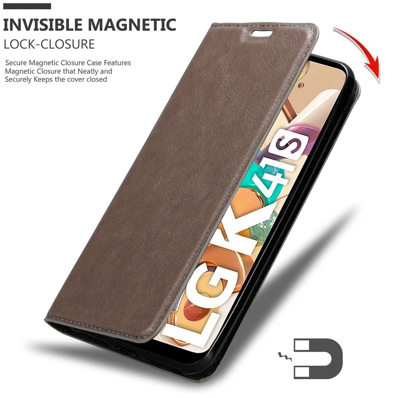 Cadorabo Hülle kompatibel mit LG K41S Schutzhülle mit Magnetverschluss, Standfunktion und Kartenfach