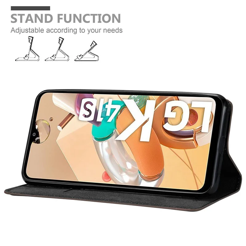Cadorabo Hülle kompatibel mit LG K41S Schutzhülle mit Magnetverschluss, Standfunktion und Kartenfach