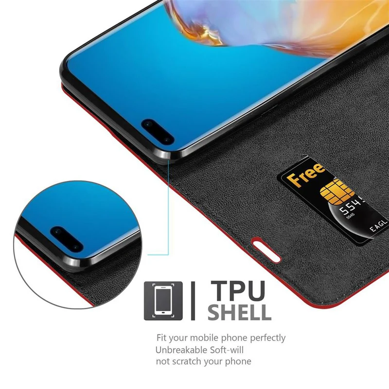 Cadorabo Hülle kompatibel mit Huawei P40 PRO / P40 PRO+ Schutzhülle mit Magnetverschluss, Standfunktion und Kartenfach