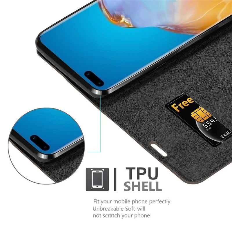 Cadorabo Hülle kompatibel mit Huawei P40 PRO / P40 PRO+ Schutzhülle mit Magnetverschluss, Standfunktion und Kartenfach