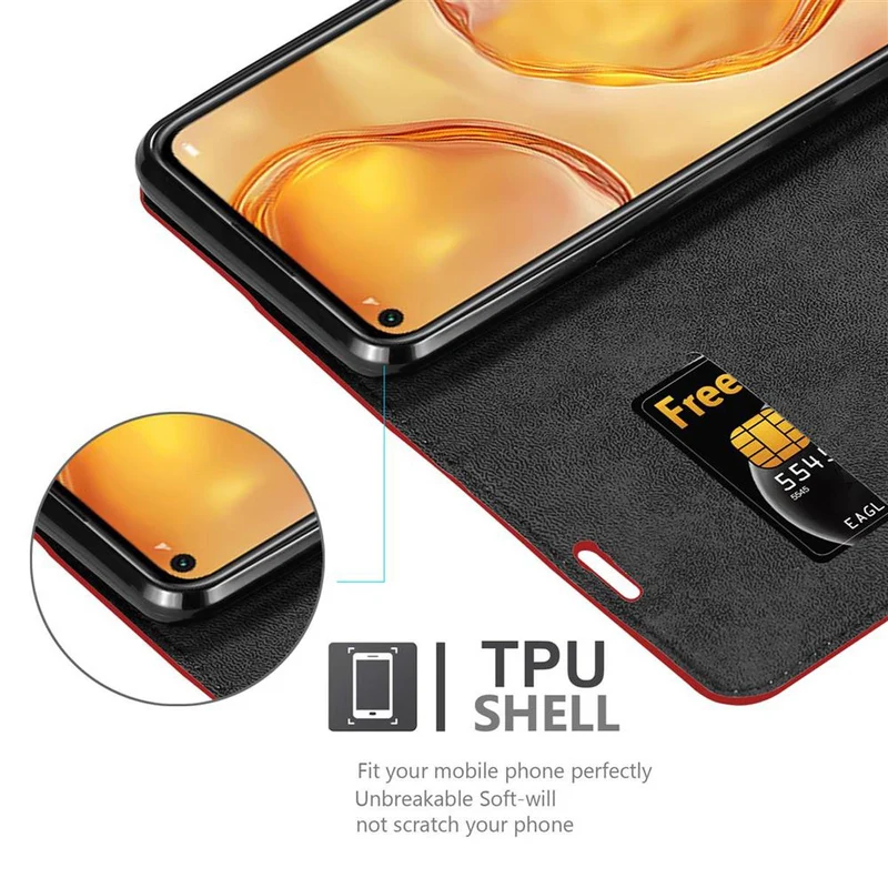 Cadorabo Hülle kompatibel mit Huawei NOVA 6 SE / P40 LITE / NOVA 7i Schutzhülle mit Magnetverschluss, Standfunktion und Kartenfach