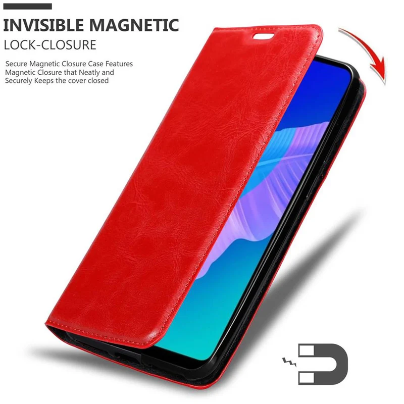 Cadorabo Hülle kompatibel mit Huawei P40 LITE E Schutzhülle mit Magnetverschluss, Standfunktion und Kartenfach