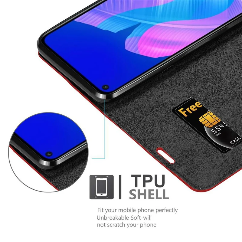 Cadorabo Hülle kompatibel mit Huawei P40 LITE E Schutzhülle mit Magnetverschluss, Standfunktion und Kartenfach