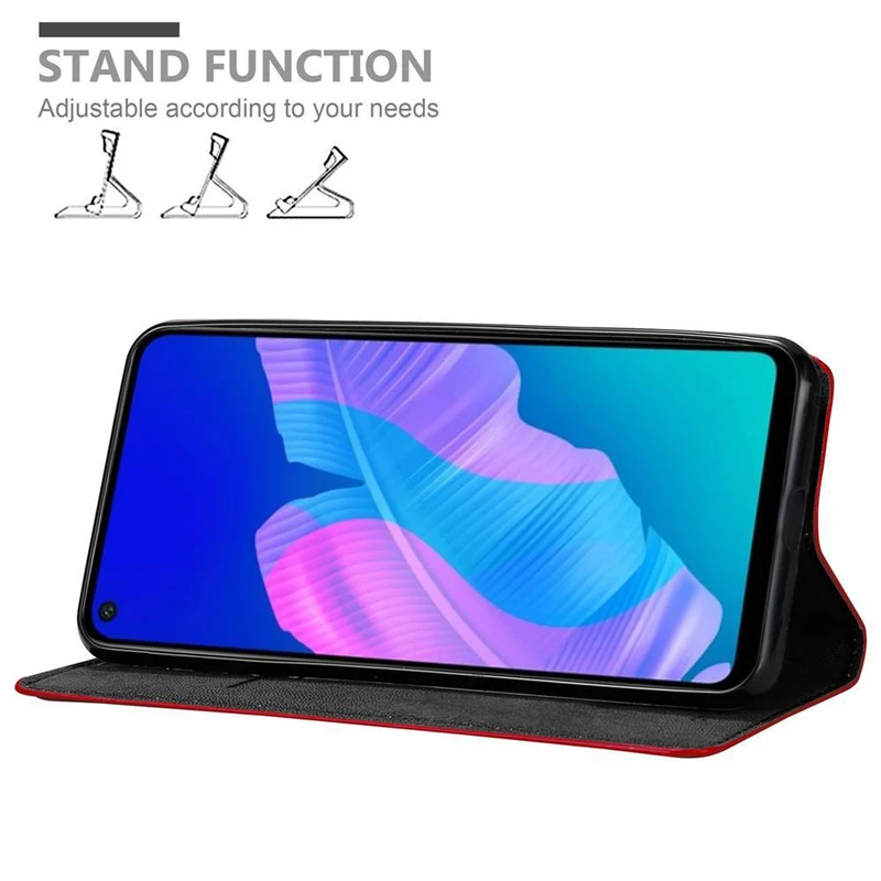 Cadorabo Hülle kompatibel mit Huawei P40 LITE E Schutzhülle mit Magnetverschluss, Standfunktion und Kartenfach