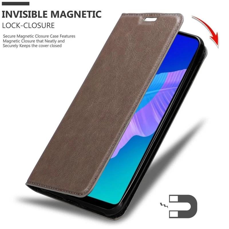 Cadorabo Hülle kompatibel mit Huawei P40 LITE E Schutzhülle mit Magnetverschluss, Standfunktion und Kartenfach