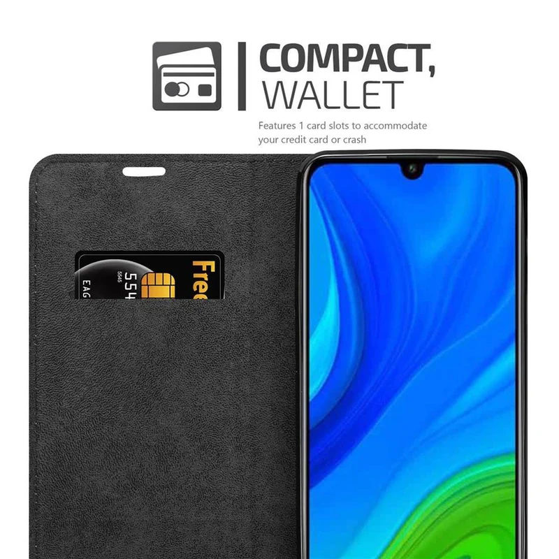 Cadorabo Hülle kompatibel mit Huawei P SMART 2020 Schutzhülle mit Magnetverschluss, Standfunktion und Kartenfach