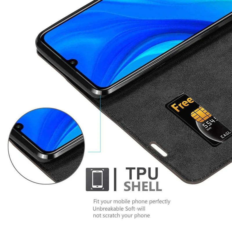 Cadorabo Hülle kompatibel mit Huawei P SMART 2020 Schutzhülle mit Magnetverschluss, Standfunktion und Kartenfach