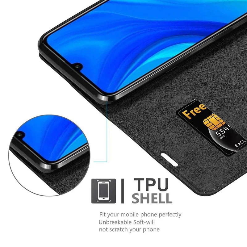 Cadorabo Hülle kompatibel mit Huawei P SMART 2020 Schutzhülle mit Magnetverschluss, Standfunktion und Kartenfach