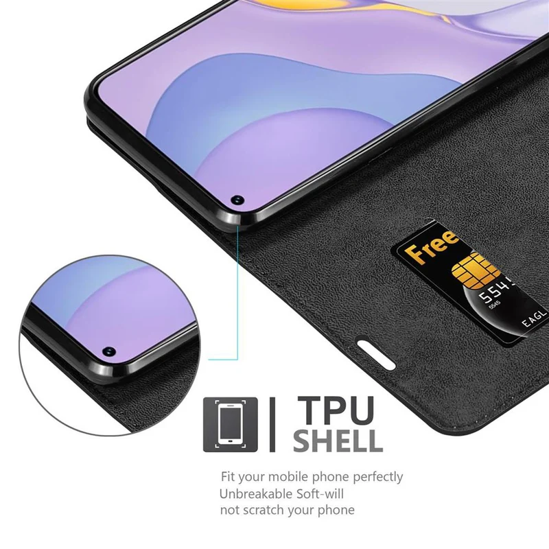 Cadorabo Hülle kompatibel mit Huawei NOVA 7 5G Schutzhülle mit Magnetverschluss, Standfunktion und Kartenfach