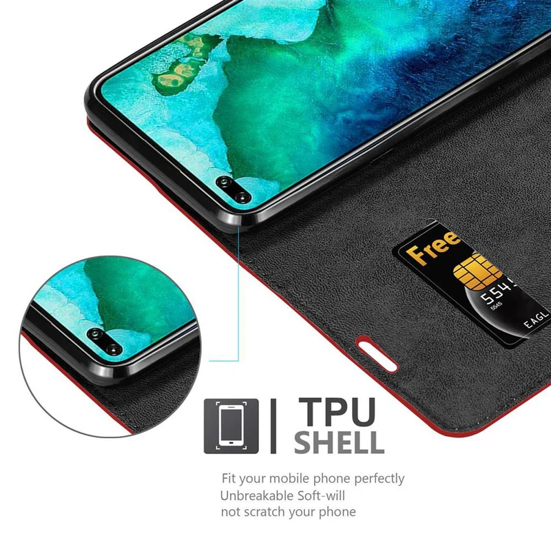Cadorabo Hülle kompatibel mit Honor View 30 PRO Schutzhülle mit Magnetverschluss, Standfunktion und Kartenfach