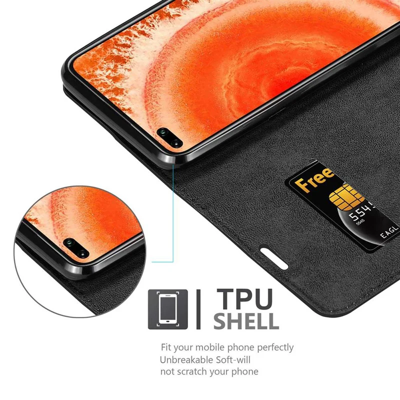 Cadorabo Hülle kompatibel mit Honor View 30 Schutzhülle mit Magnetverschluss, Standfunktion und Kartenfach