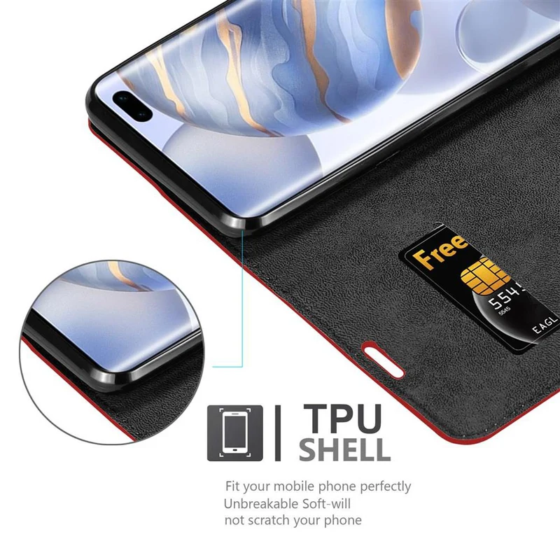 Cadorabo Hülle kompatibel mit Honor 30 PRO Schutzhülle mit Magnetverschluss, Standfunktion und Kartenfach