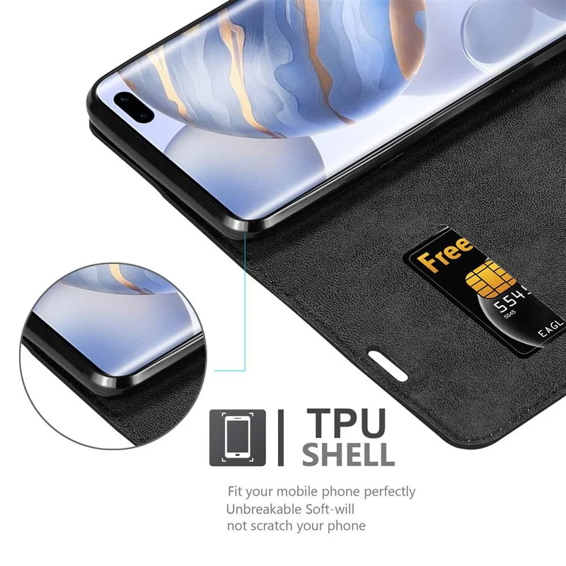 Cadorabo Hülle kompatibel mit Honor 30 PRO Schutzhülle mit Magnetverschluss, Standfunktion und Kartenfach