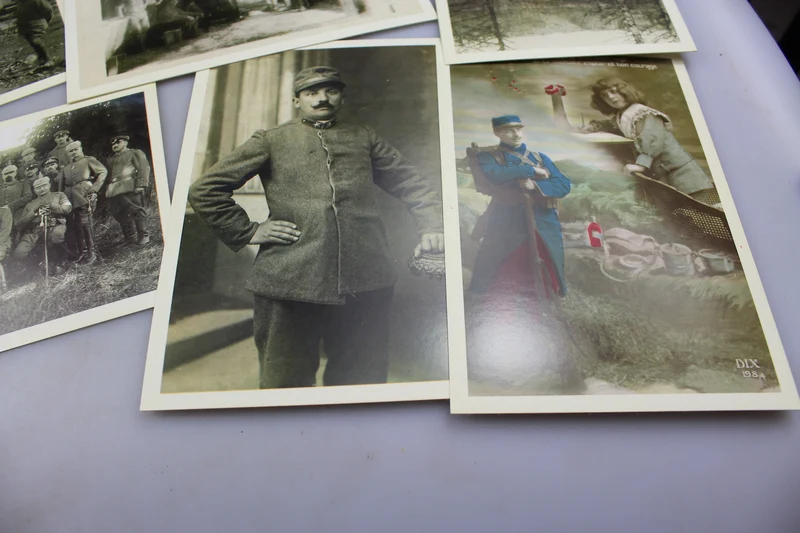 Mappe mit 8 Reproduktionen italienischer Postkarten aus dem 1. Weltkrieg