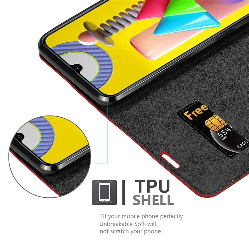 Cadorabo Hülle kompatibel mit Samsung Galaxy M31 Schutzhülle mit Magnetverschluss, Standfunktion und Kartenfach