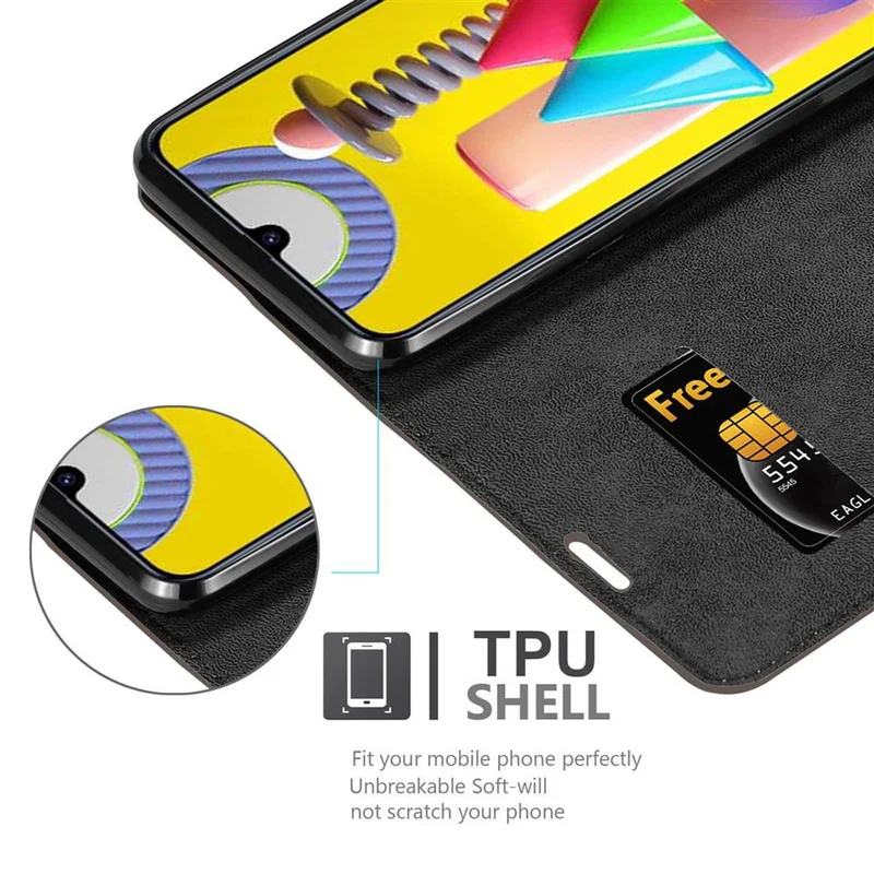 Cadorabo Hülle kompatibel mit Samsung Galaxy M31 Schutzhülle mit Magnetverschluss, Standfunktion und Kartenfach