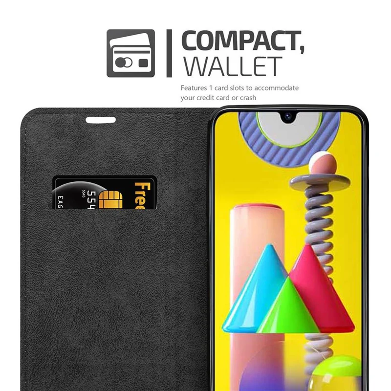 Cadorabo Hülle kompatibel mit Samsung Galaxy M31 Schutzhülle mit Magnetverschluss, Standfunktion und Kartenfach