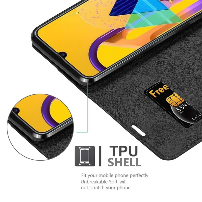 Cadorabo Hülle kompatibel mit Samsung Galaxy M21 / M30s Schutzhülle mit Magnetverschluss, Standfunktion und Kartenfach