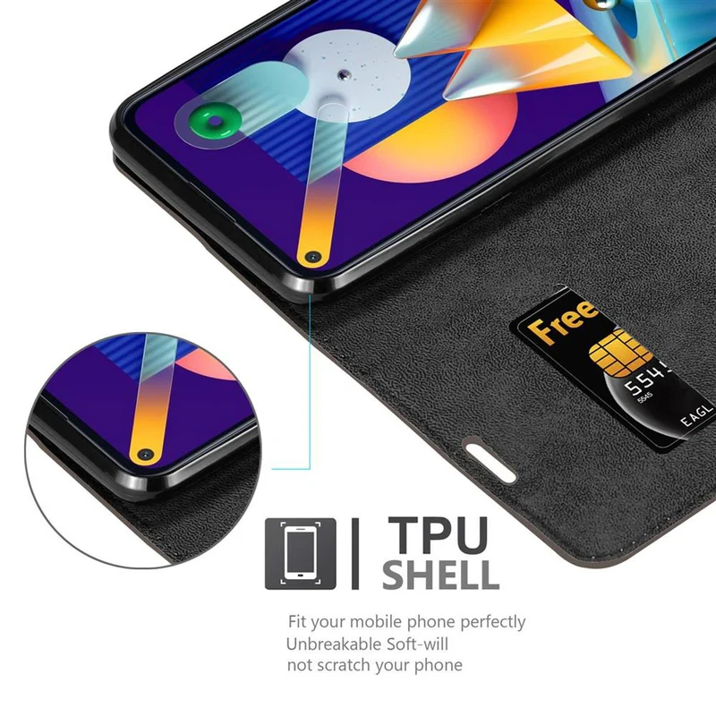 Cadorabo Hülle kompatibel mit Samsung Galaxy A11 / M11 Schutzhülle mit Magnetverschluss, Standfunktion und Kartenfach