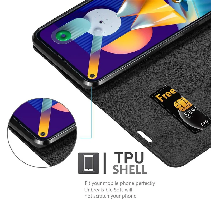 Cadorabo Hülle kompatibel mit Samsung Galaxy A11 / M11 Schutzhülle mit Magnetverschluss, Standfunktion und Kartenfach