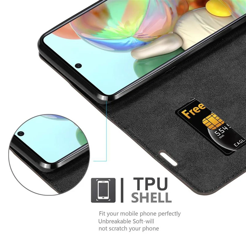 Cadorabo Hülle kompatibel mit Samsung Galaxy A71 5G Schutzhülle mit Magnetverschluss, Standfunktion und Kartenfach