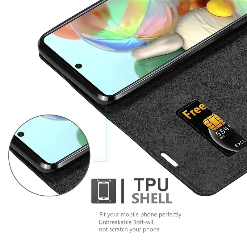 Cadorabo Hülle kompatibel mit Samsung Galaxy A71 5G Schutzhülle mit Magnetverschluss, Standfunktion und Kartenfach