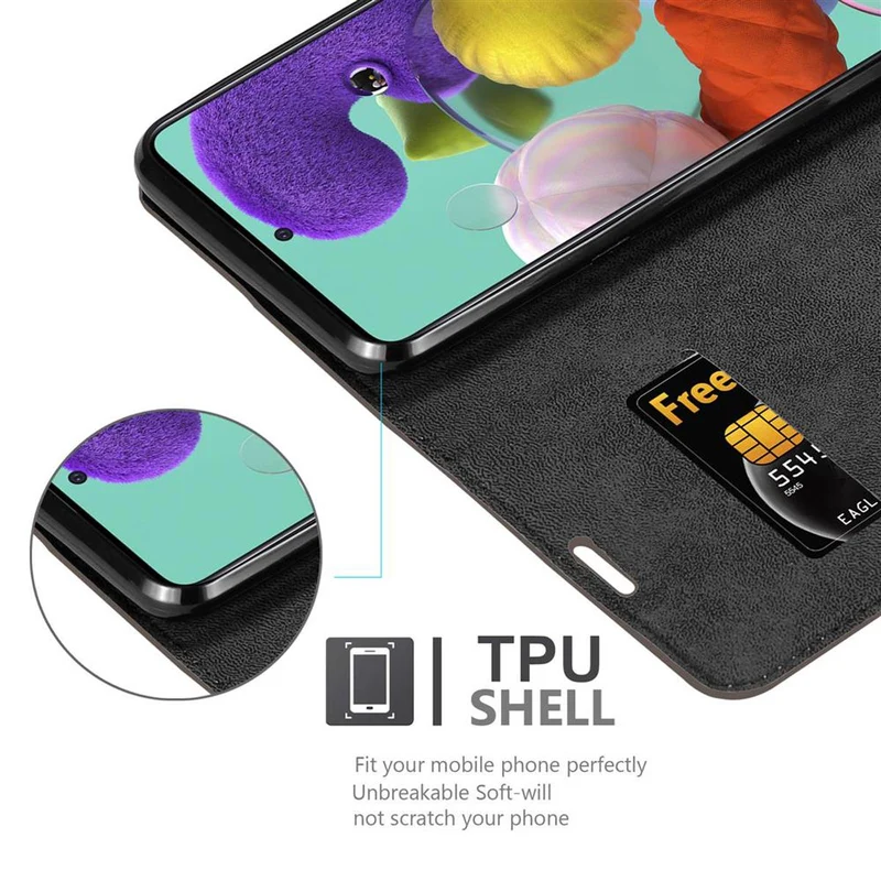 Cadorabo Hülle kompatibel mit Samsung Galaxy A51 5G Schutzhülle mit Magnetverschluss, Standfunktion und Kartenfach