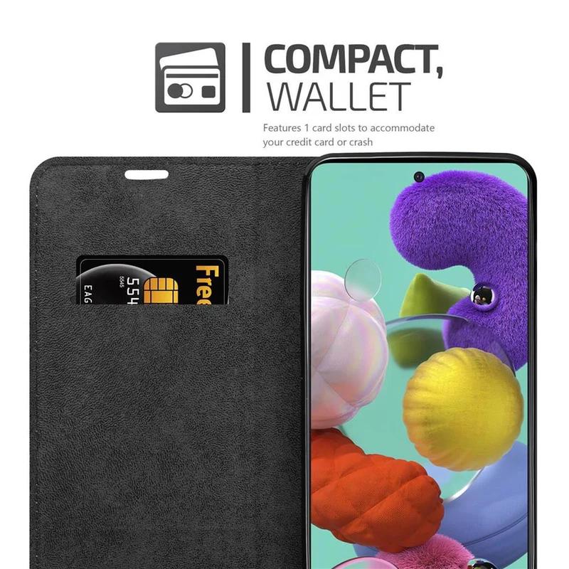 Cadorabo Hülle kompatibel mit Samsung Galaxy A51 5G Schutzhülle mit Magnetverschluss, Standfunktion und Kartenfach