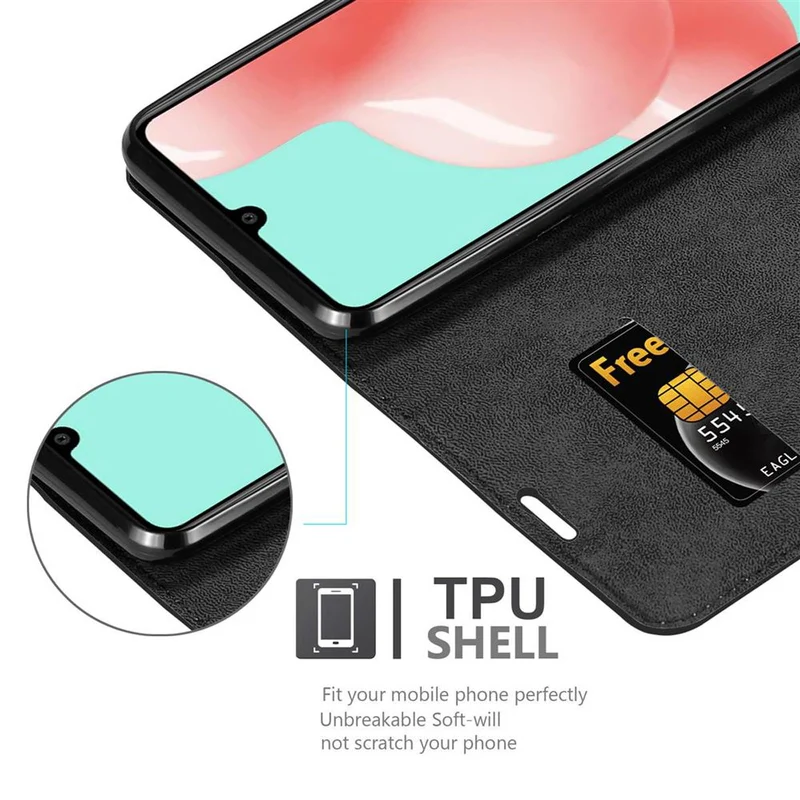 Cadorabo Hülle kompatibel mit Samsung Galaxy A41 Schutzhülle mit Magnetverschluss, Standfunktion und Kartenfach
