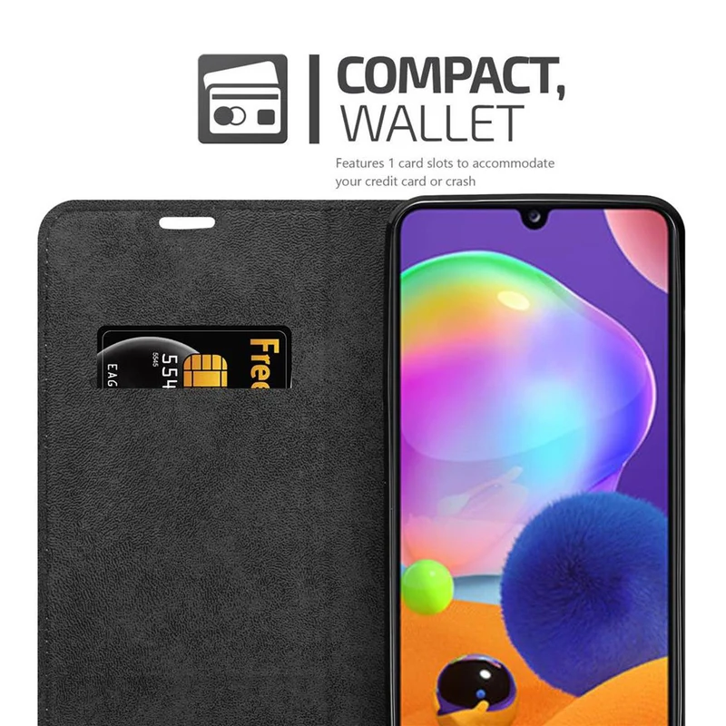 Cadorabo Hülle kompatibel mit Samsung Galaxy A31 Schutzhülle mit Magnetverschluss, Standfunktion und Kartenfach
