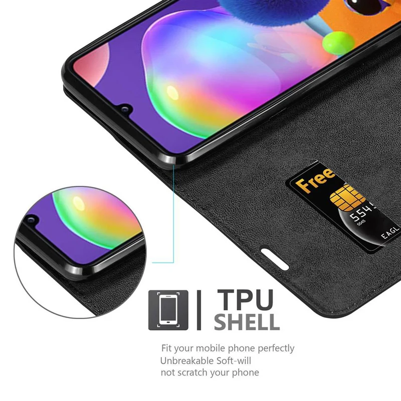 Cadorabo Hülle kompatibel mit Samsung Galaxy A31 Schutzhülle mit Magnetverschluss, Standfunktion und Kartenfach