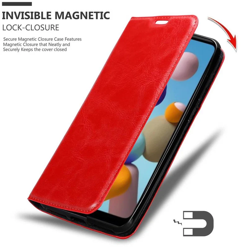 Cadorabo Hülle kompatibel mit Samsung Galaxy A21 Schutzhülle mit Magnetverschluss, Standfunktion und Kartenfach