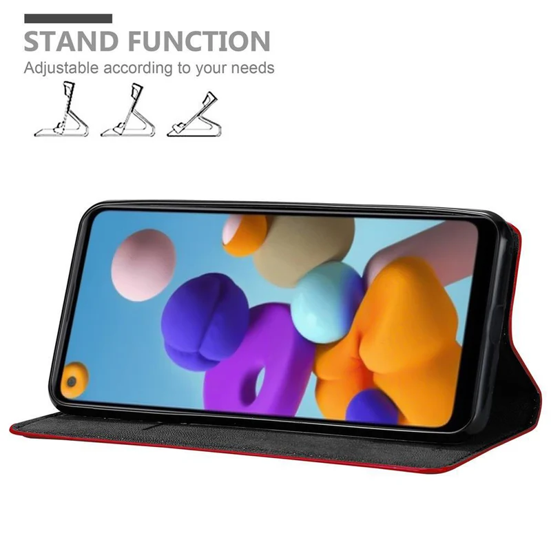 Cadorabo Hülle kompatibel mit Samsung Galaxy A21 Schutzhülle mit Magnetverschluss, Standfunktion und Kartenfach